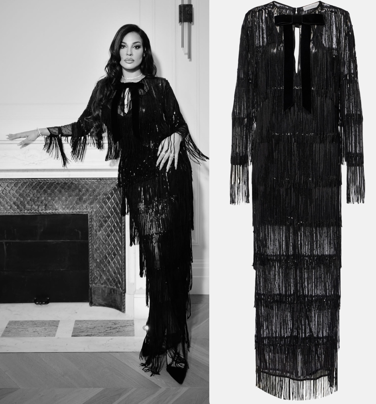 نادين نسيب نجيم بفستان Nina Ricci بالشراشيب البرّاقة (إنستغرام)