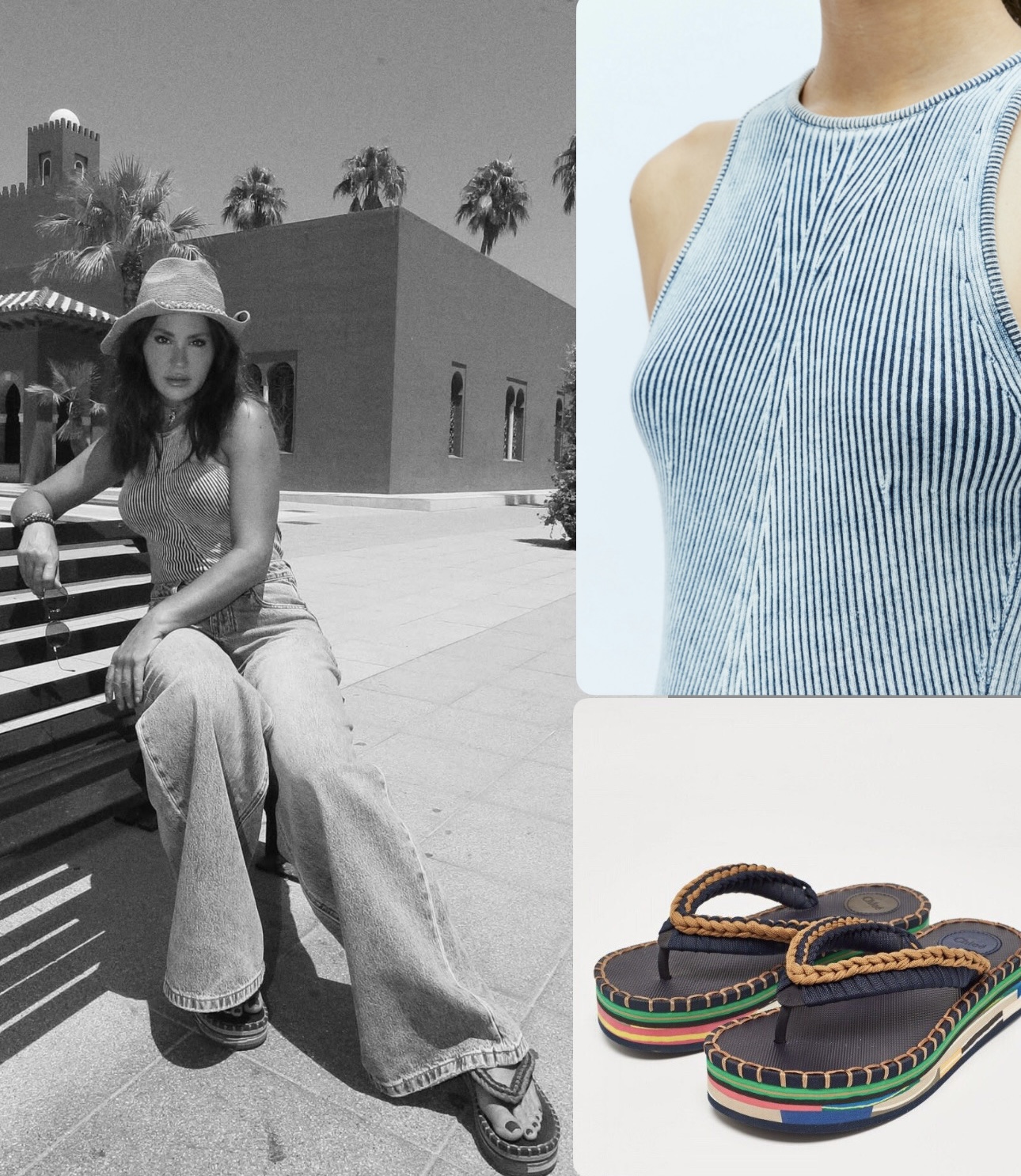 تفاصيل من إطلالة ديمة قندلفت في السفر (غوغل)