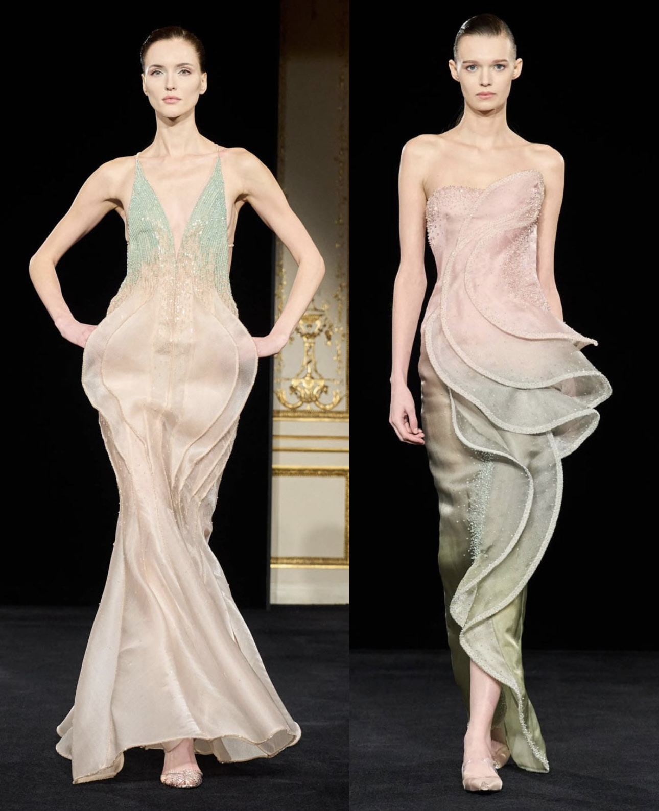 من عرض أزياء أرماني بريفييه في أسبوع الخياطة الراقية بباريس (إنستغرام)