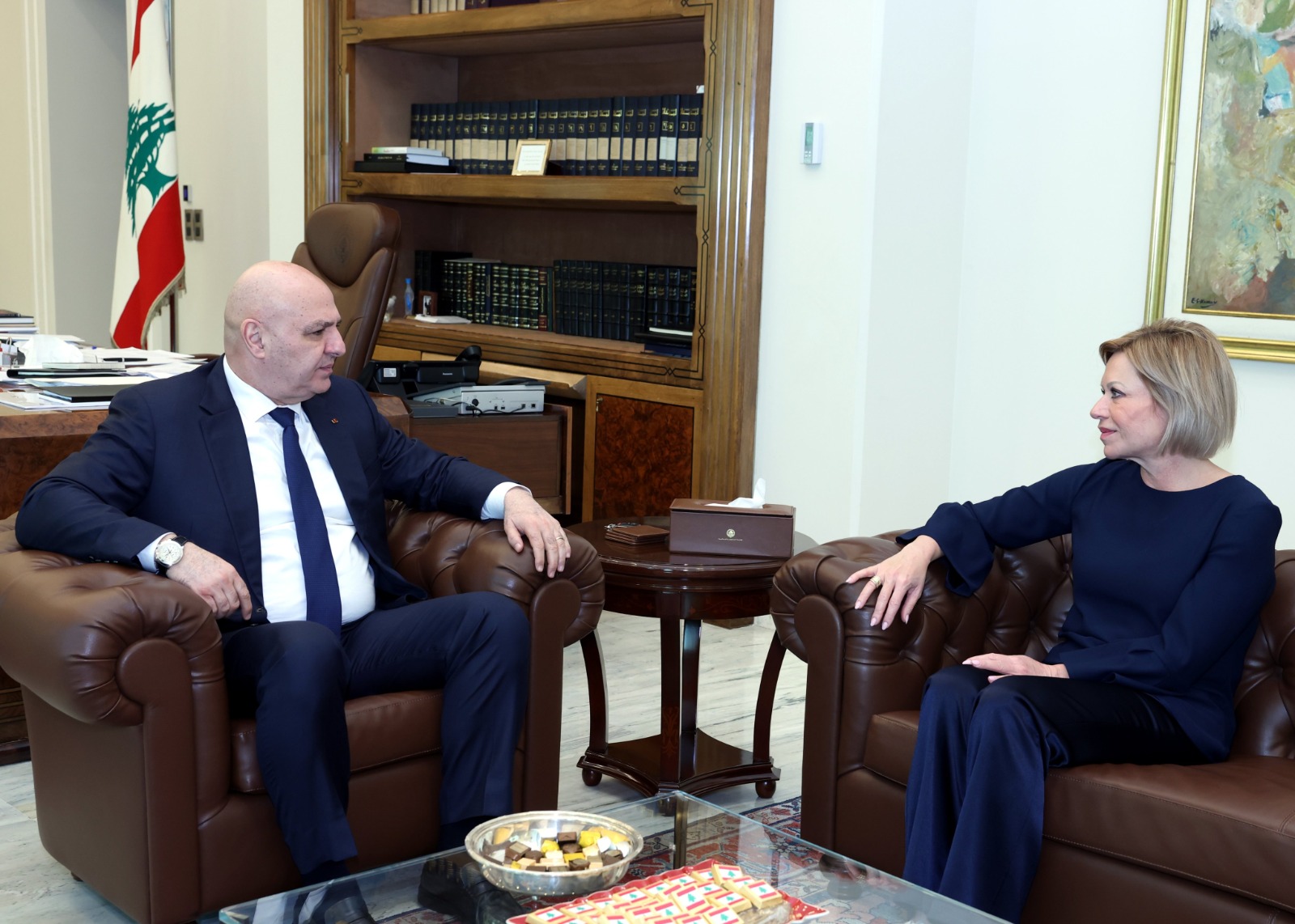 اجتماع رئيس الجمهورية جوزف عون والمنسقة الخاصة للأمم المتحدة في لبنان جينين-هينيس بلاسخارت (موقع الرئاسة)
