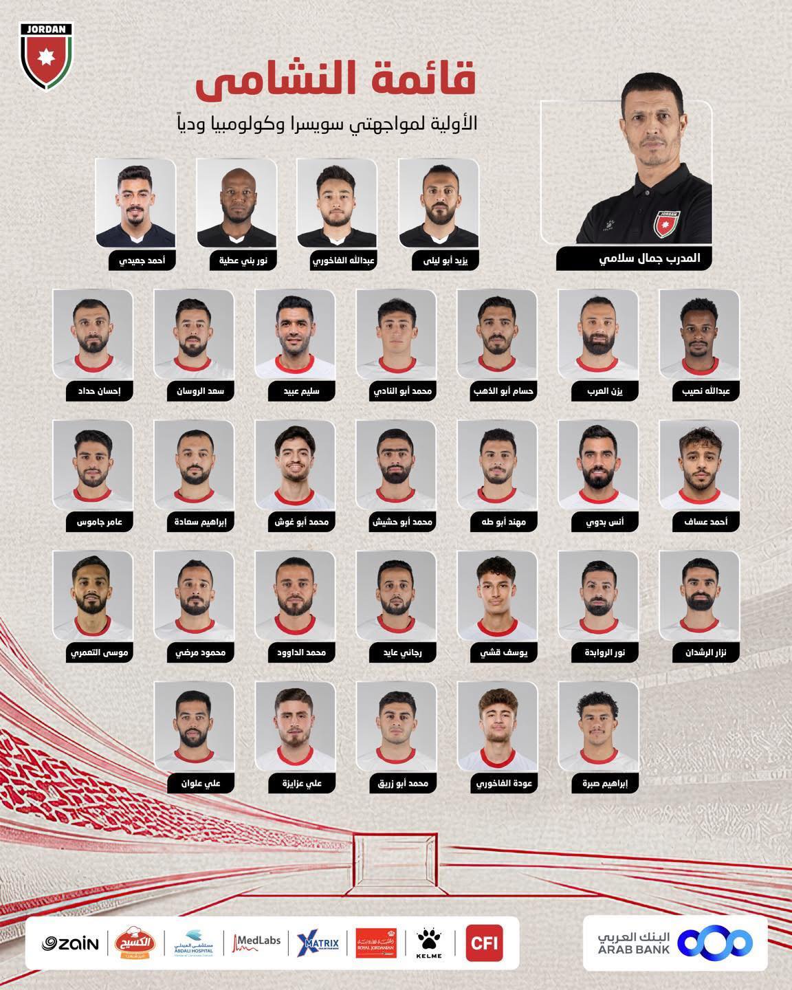 تشكيلة الأردن الأولية لكأس العالم 2026. (صفحة الاتحاد الأردني على فايسبوك)
