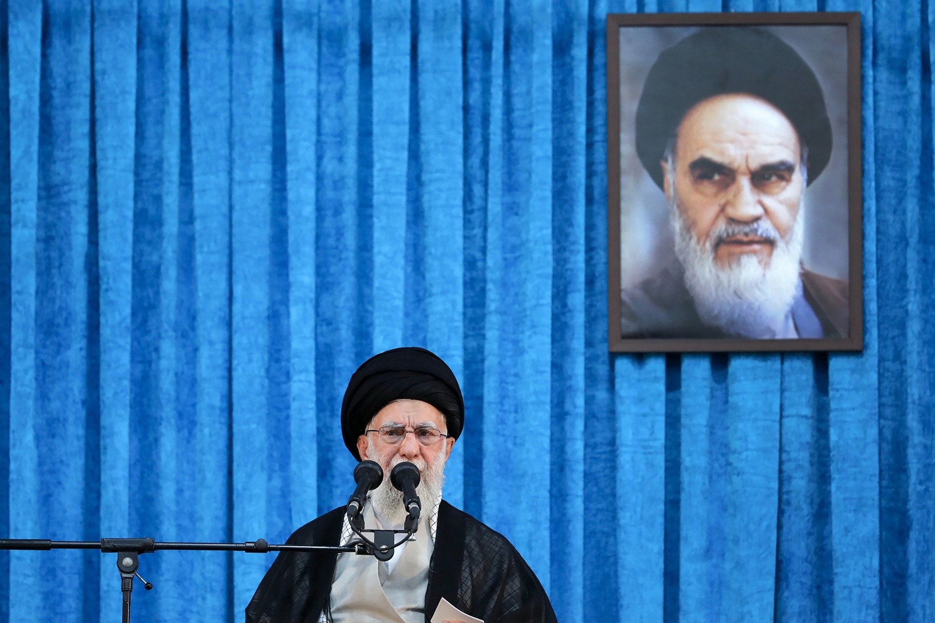 خامنئي يلقي خطاباً بمناسبة الذكرى السادسة والثلاثين لوفاة الخميني في طهران 4 يونيو 2025. (أ ف ب)
