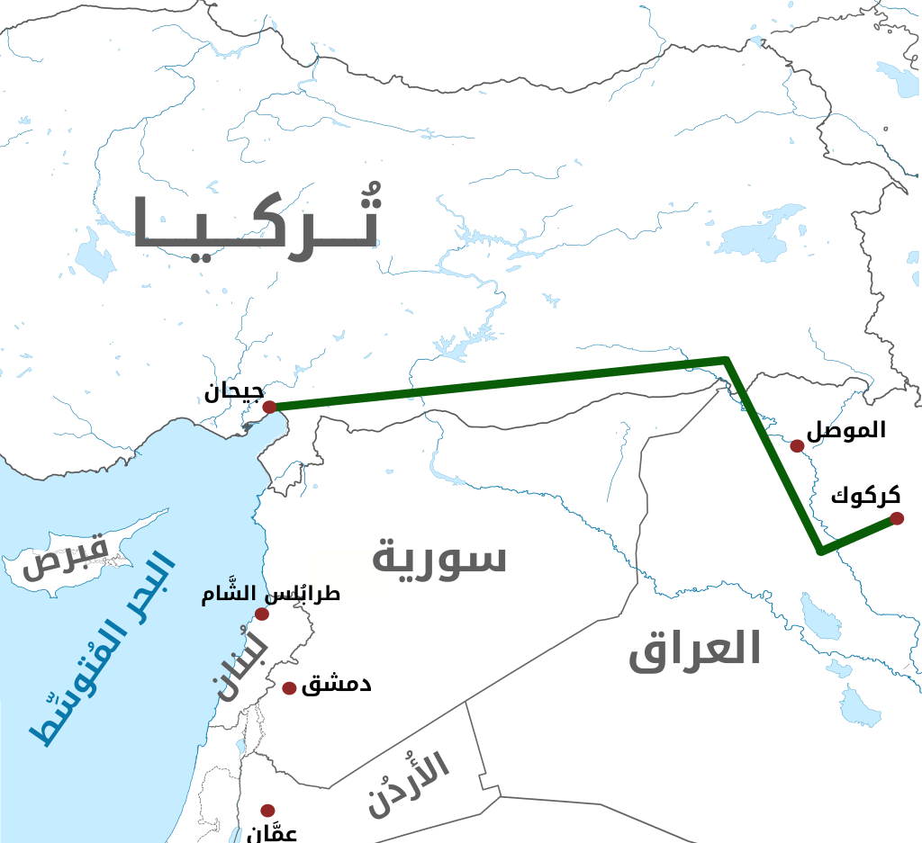خريطة خط نفط كركوك – جيهان. (وكالات)