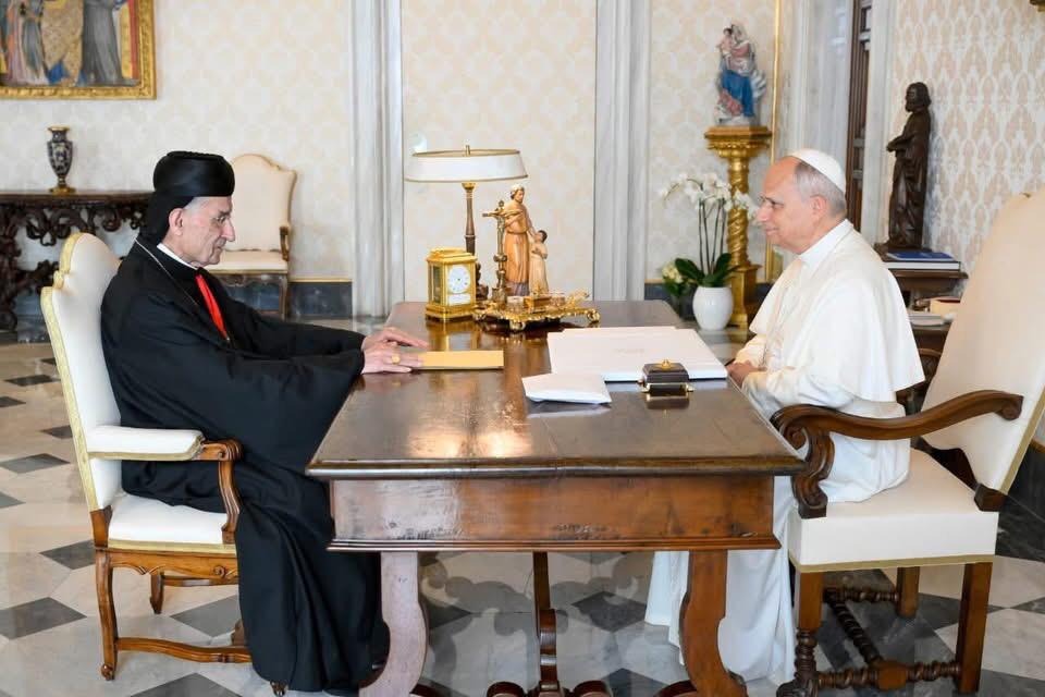 البابا لاوون الرابع عشر والبطريرك الراعي في الفاتيكان (وكالات)