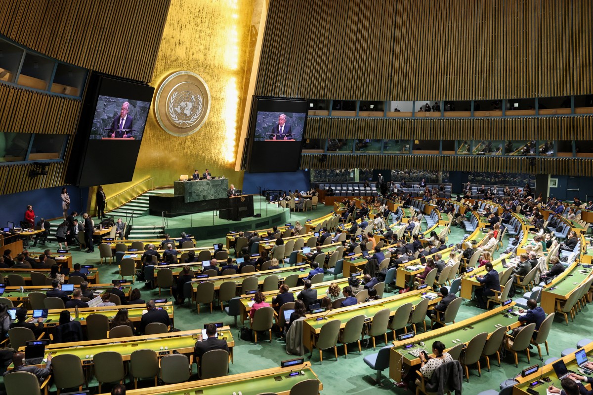 المؤتمر الحادي عشر لاستعراض معاهدة عدم انتشار الأسلحة النووية في مقر الأمم المتحدة في نيويورك في 27 نيسان/أبريل 2026 (أ ف ب)