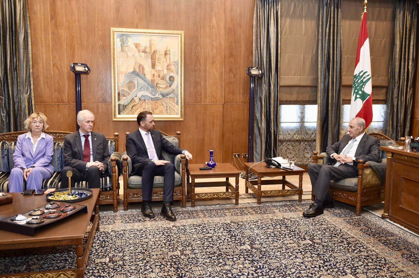 رئيس مجلس النواب نبيه بري والوفد البلجيكي في عين التينة (مجلس النواب)