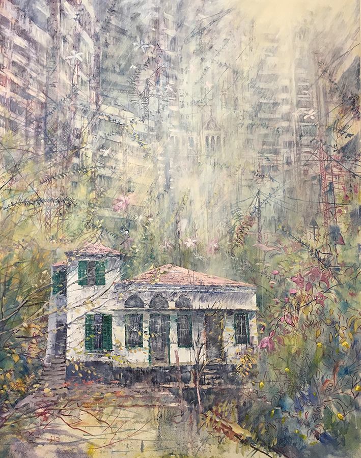 بيت فيروز بريشة الرسام البريطاني توم يونغ.