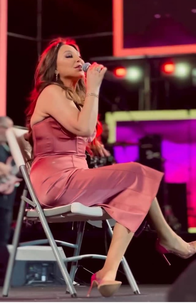 إليسا في القاهرة تغني على الكرسي بعد تعرّضها لإصابة في قدمها سابقاً (انستغرام)