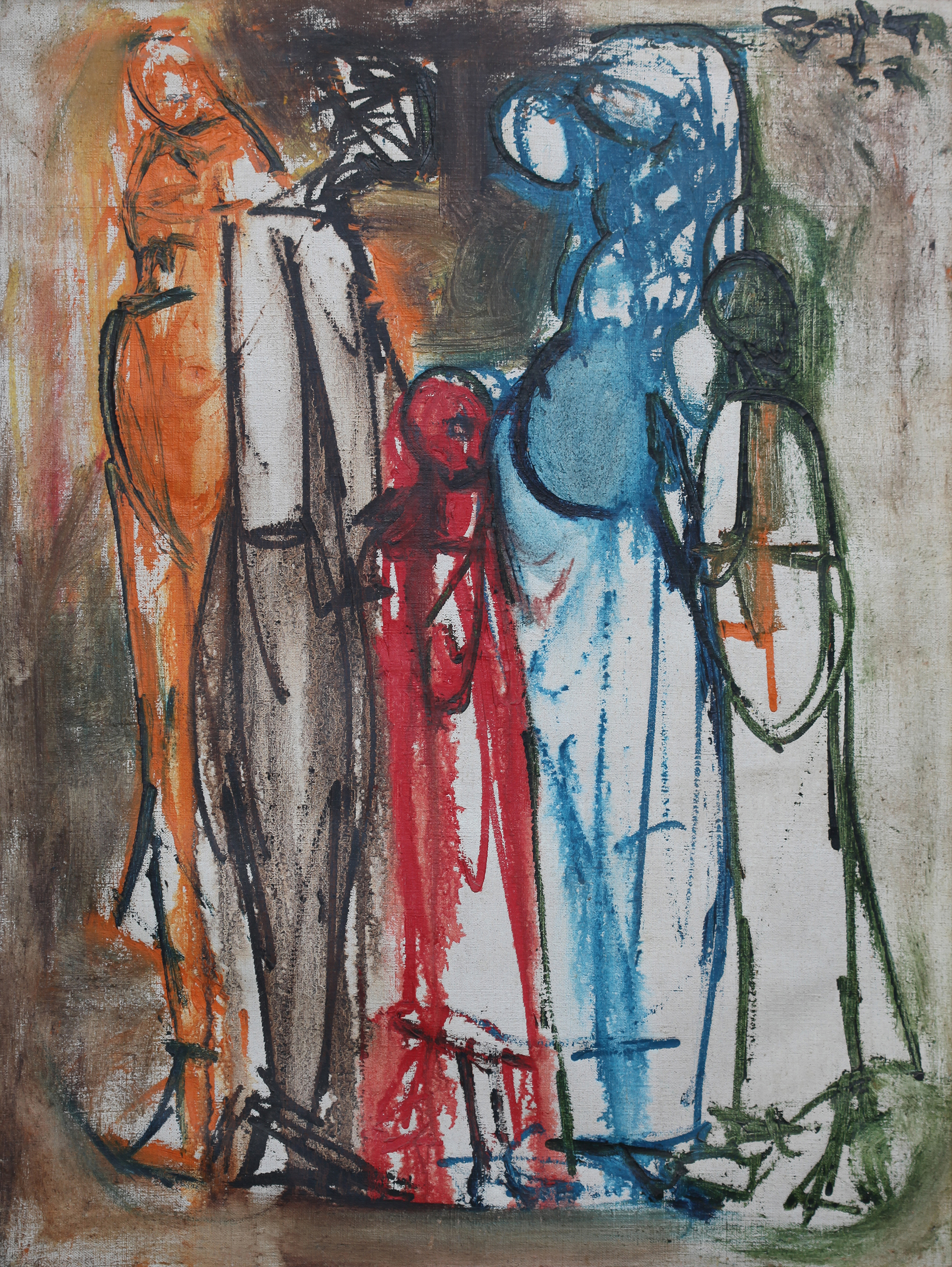 لوحة العائلة La Famille (1957)، زيت على قماش، 85 × 65 سم، من مجموعة مؤسسة بول غيراغوسيان.