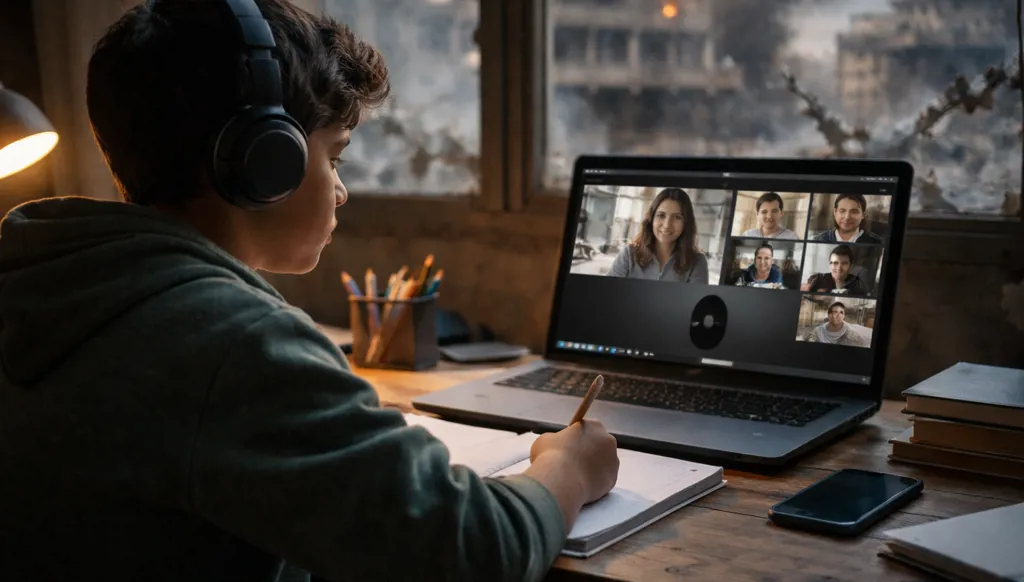 الكاميرا المغلقة في التعليم عن بُعد: كيف تساعد الأدوات الرقمية في زمن الحرب؟