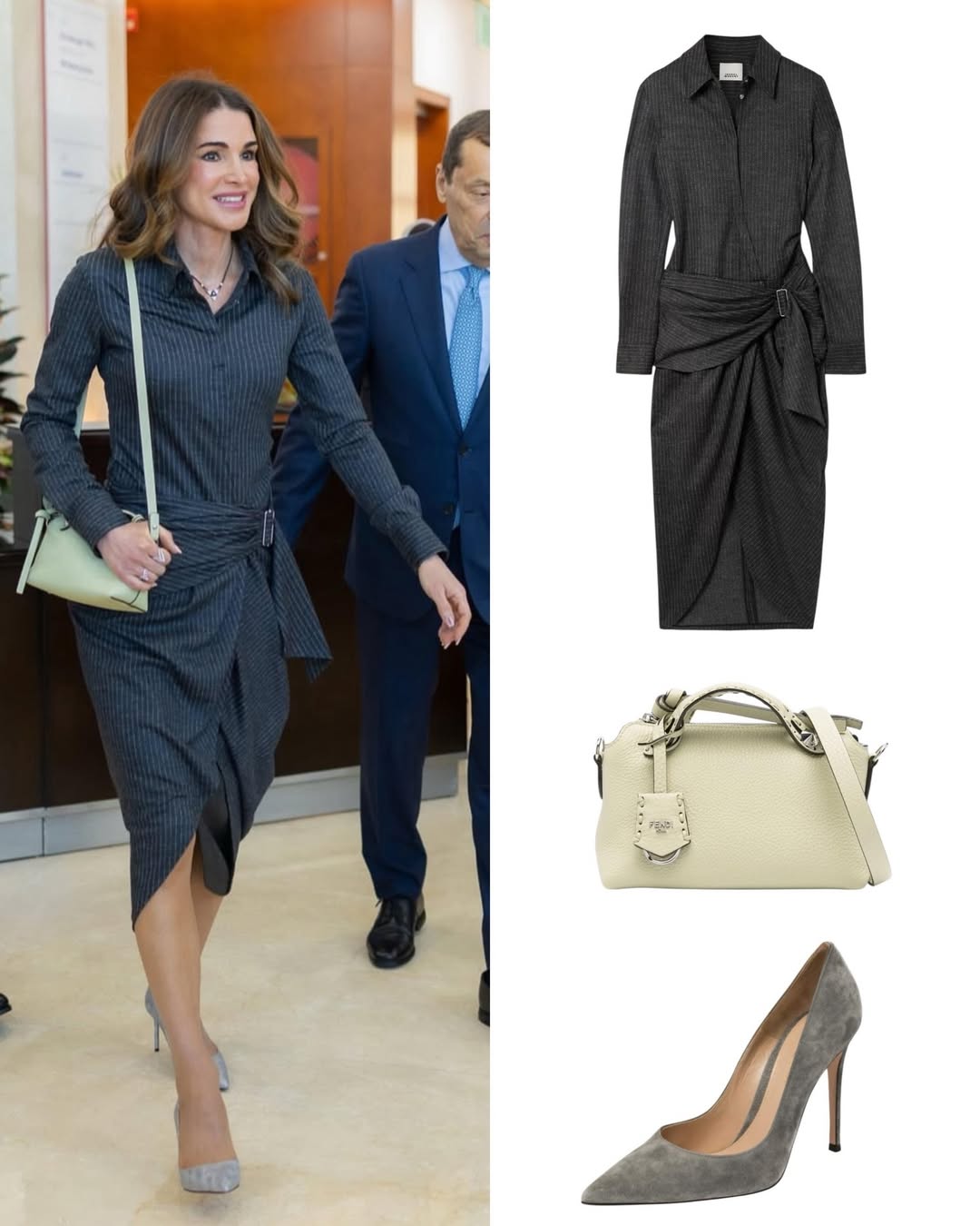 تفاصيل اطلالة الملكة رانيا خلال  زيارتها لمصنع شركة أدوية الحكمة في مدينة السلط، (انستغرام)