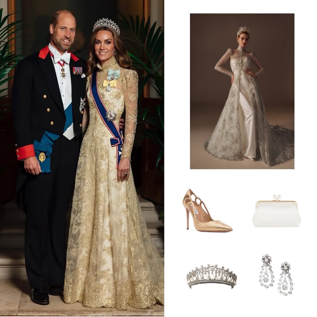 تفاصيل اطلالة كيت ميدلتون خلال مأدبة العشاء التي أقيمت على شرف الرئيس ترامب وزوجته ميلاني (انستغرام)