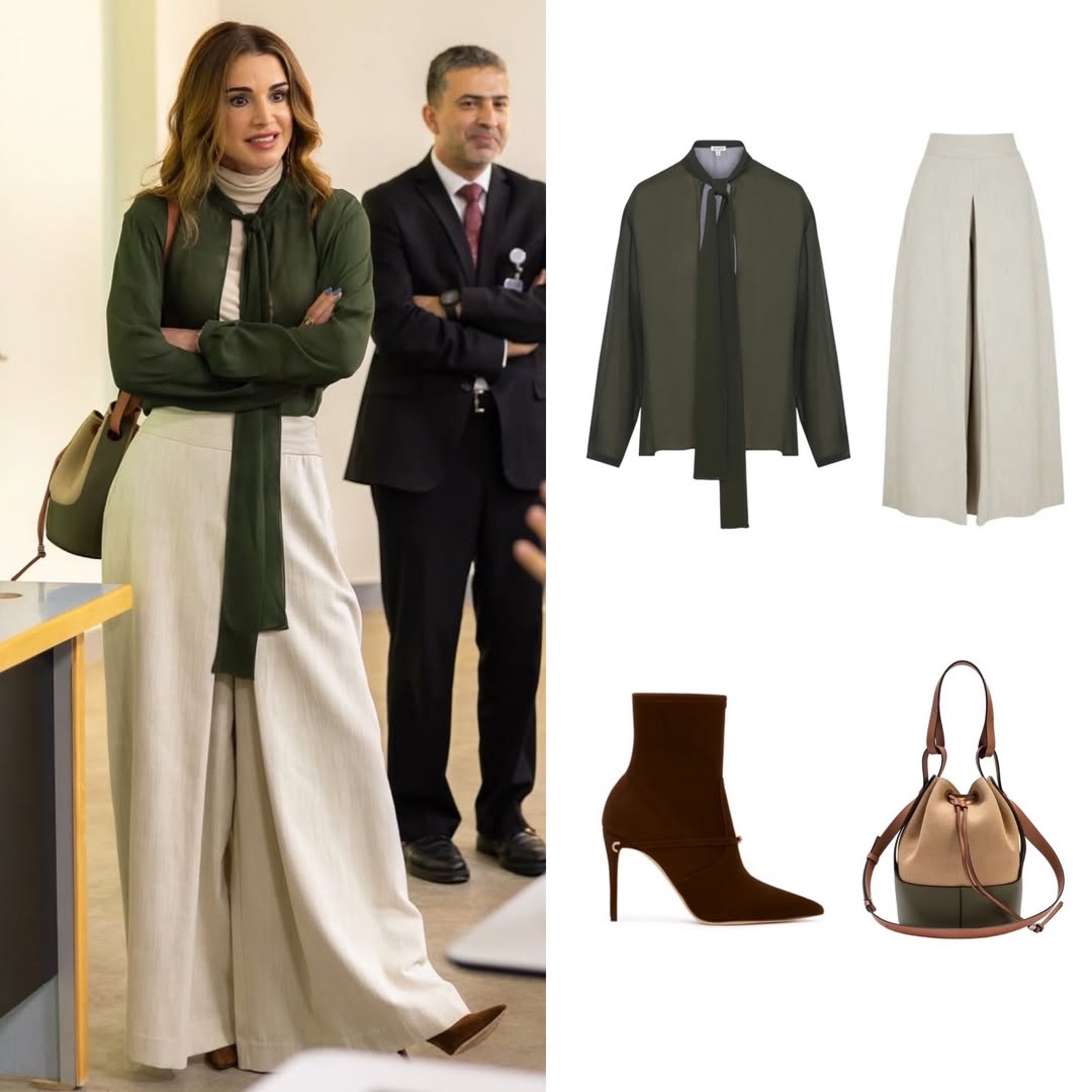 تفاصيل اطلالة الملكة رانيا الكاجوال خلال زيارتها جامعة الاردن (انستغرام)