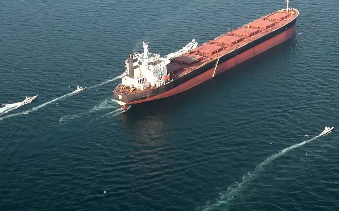An oil tanker passing through the Strait of Hormuz (AFP)