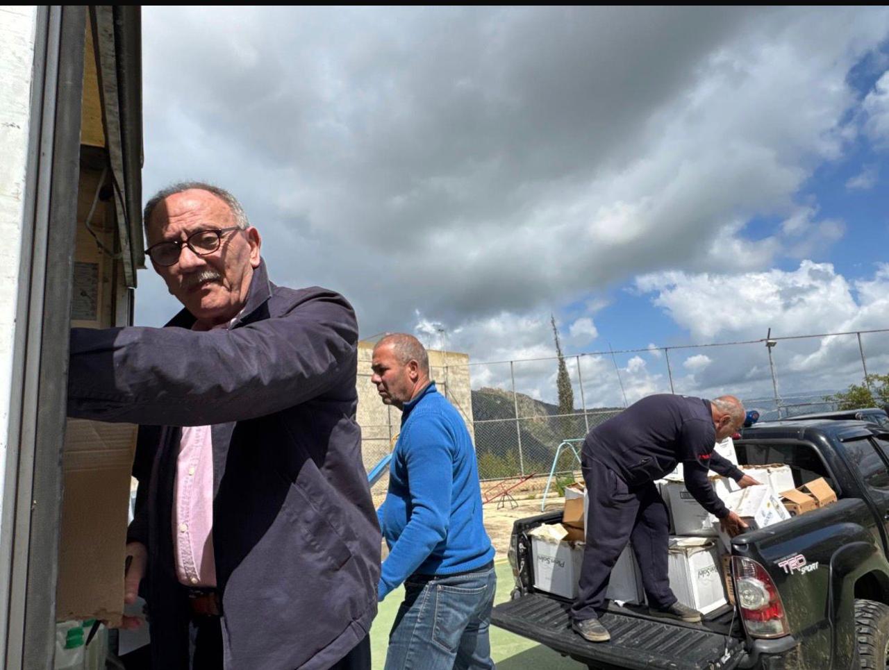 عملية توزيع المساعدات على إحدى القرى الحدودية (نورَج)