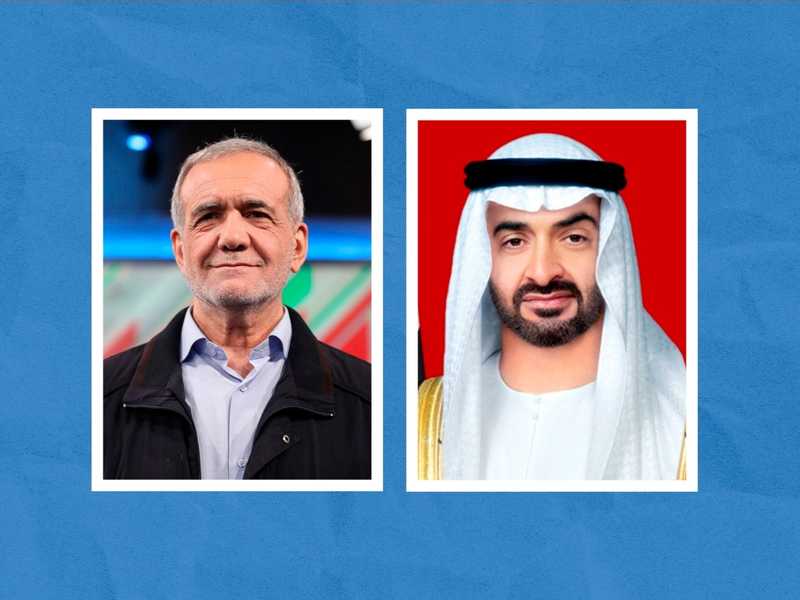 رئيسا الإمارات وإيران (وكالات).