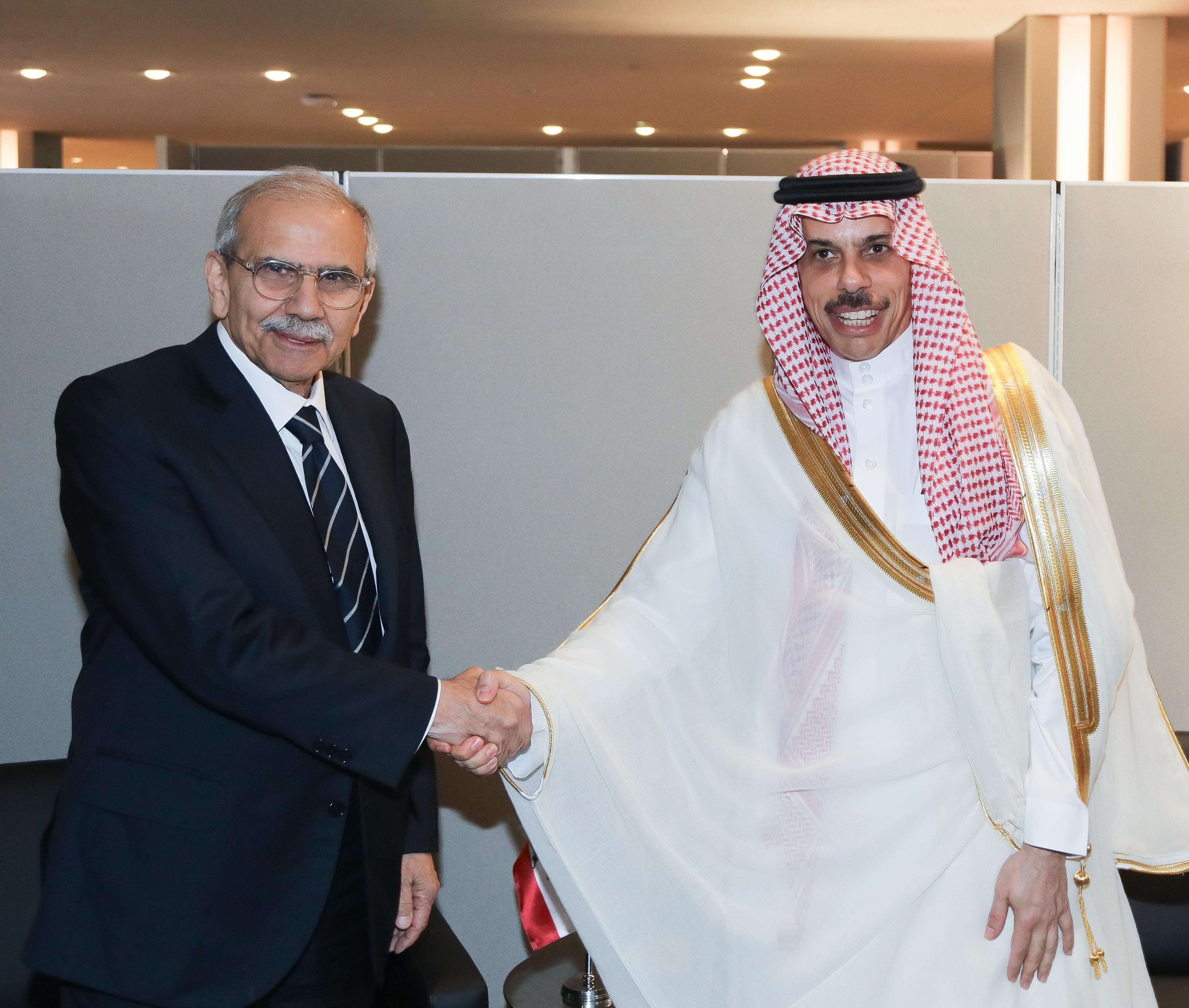 رئيس مجلس الوزراء نواف سلام ووزير الخارجية السعودي فيصل بن فرحان بن عبدالله (رئاسة مجلس الوزراء)