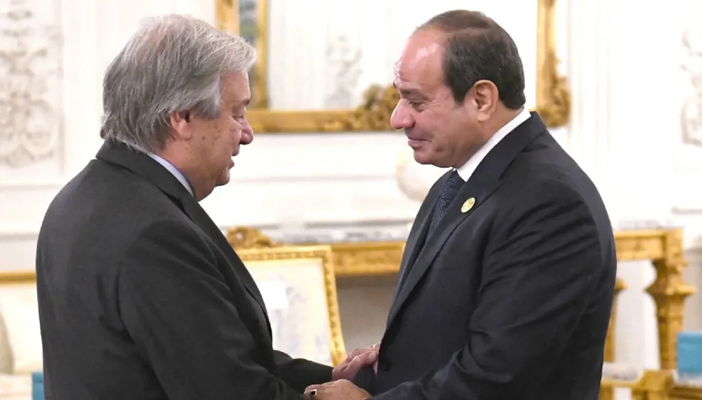 السيسي وغوتيريش يؤكدان على دعم الأونروا ورفض التهجير
