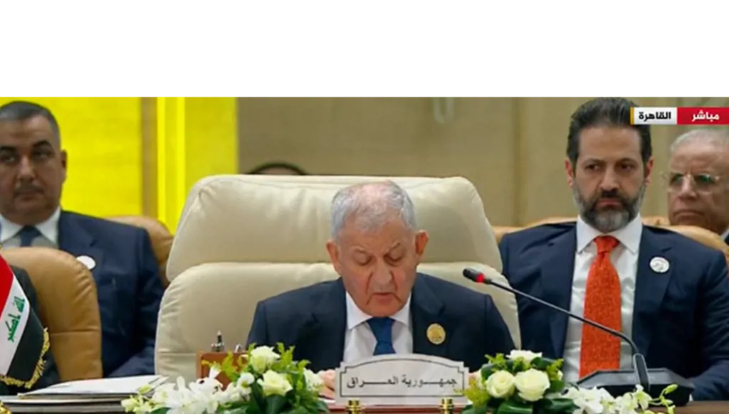 الرئيس العراقي: نرفض بشدة أي محاولة لإيجاد مكان بديل للفلسطينيين