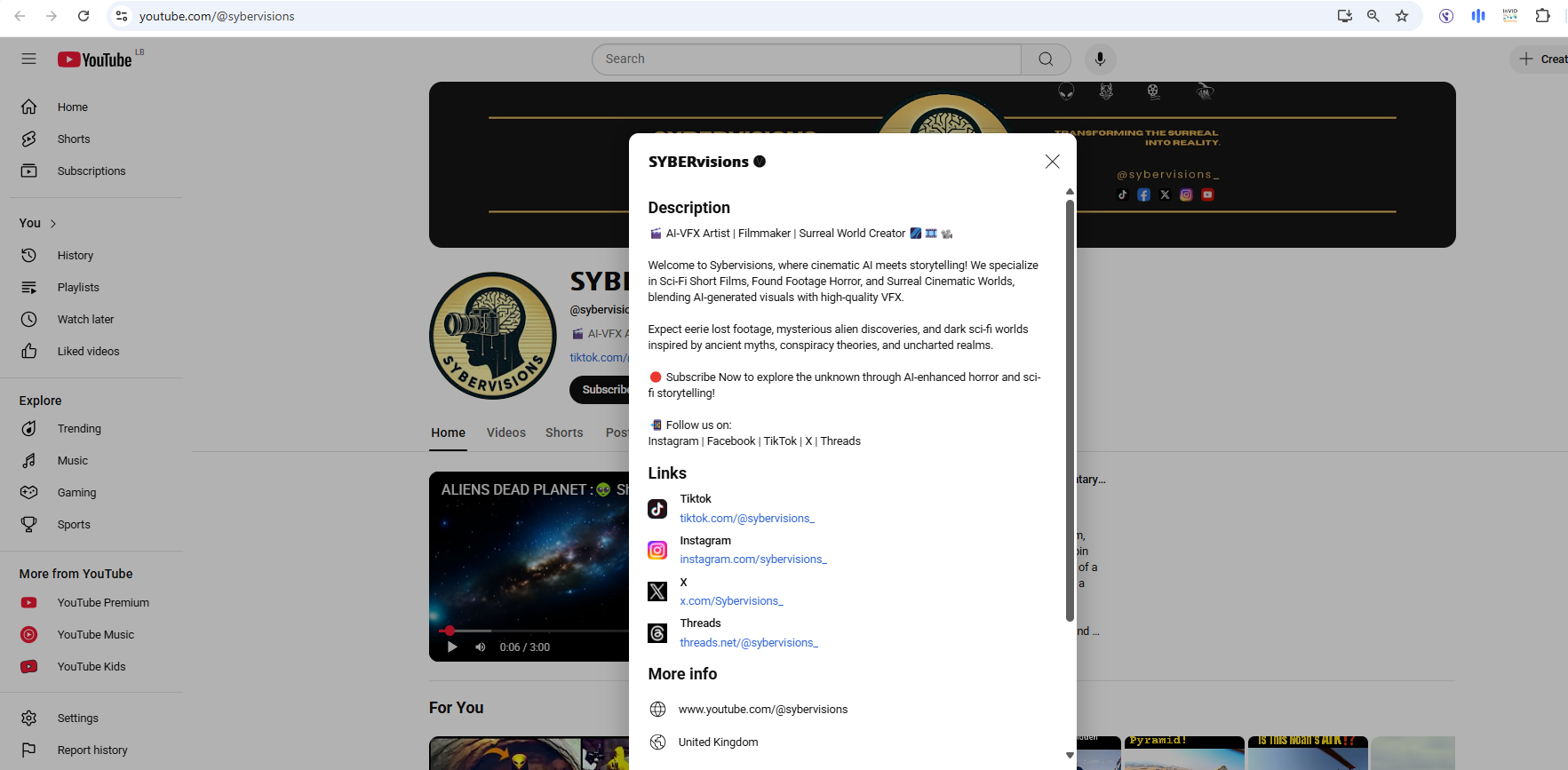 تعريف بحساب sybervisions_ في يوتيوب