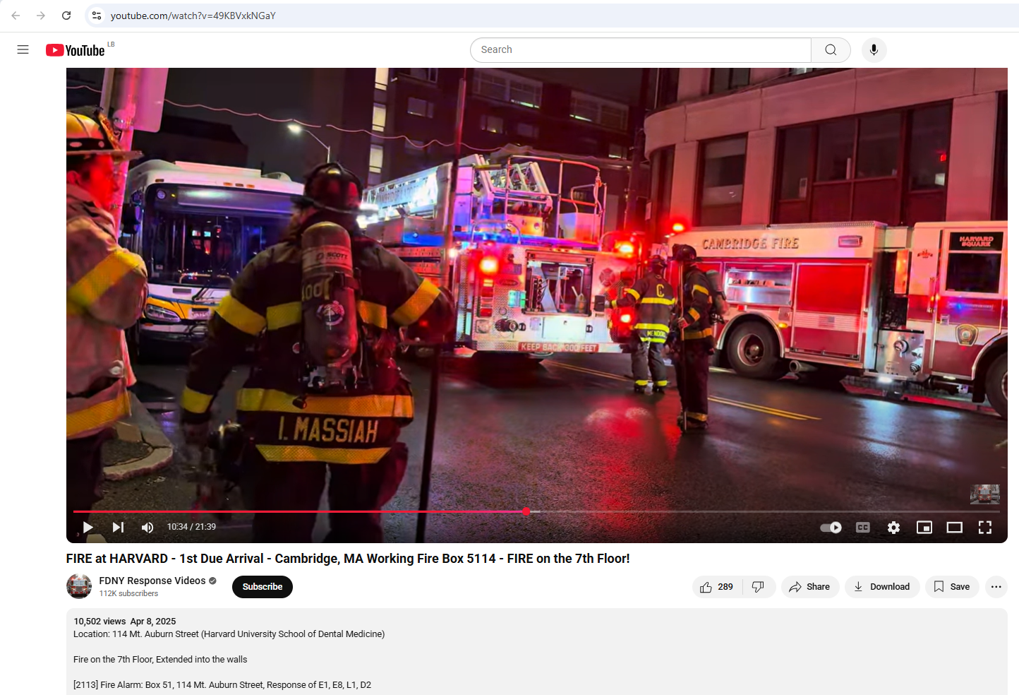 لقطة من الفيديو الاصلي المنشور في القناة بيوتيوب في 8 نيسان 2025