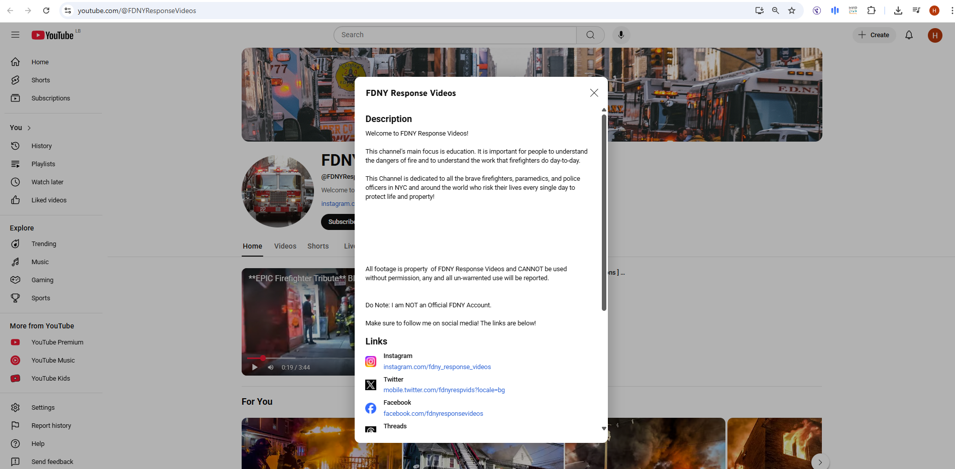 تعريف بالقناة في يوتيوب