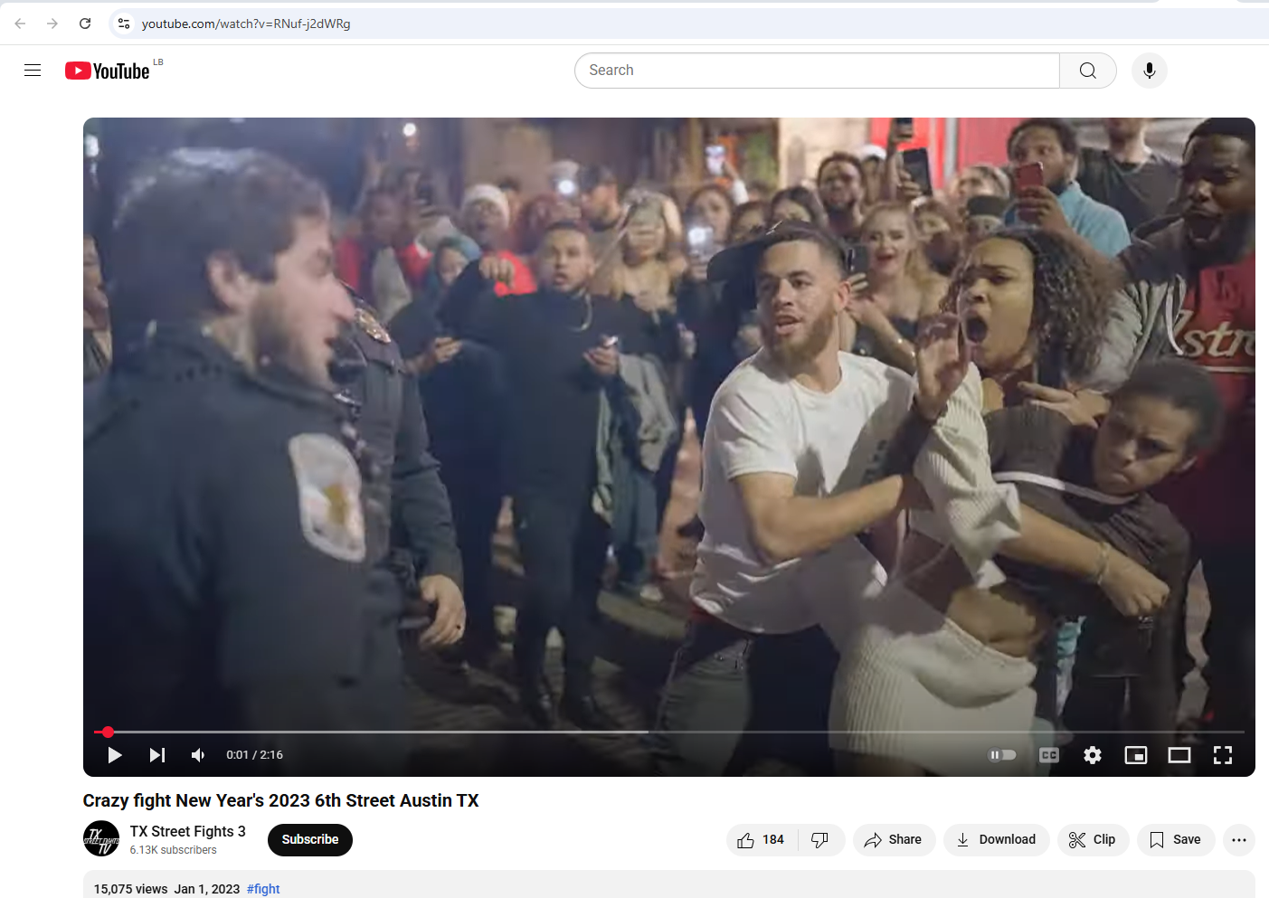 لقطة من الفيديو المنشور في حساب  TX Street Fights 3 في يوتيوب في 1 ك2 2023