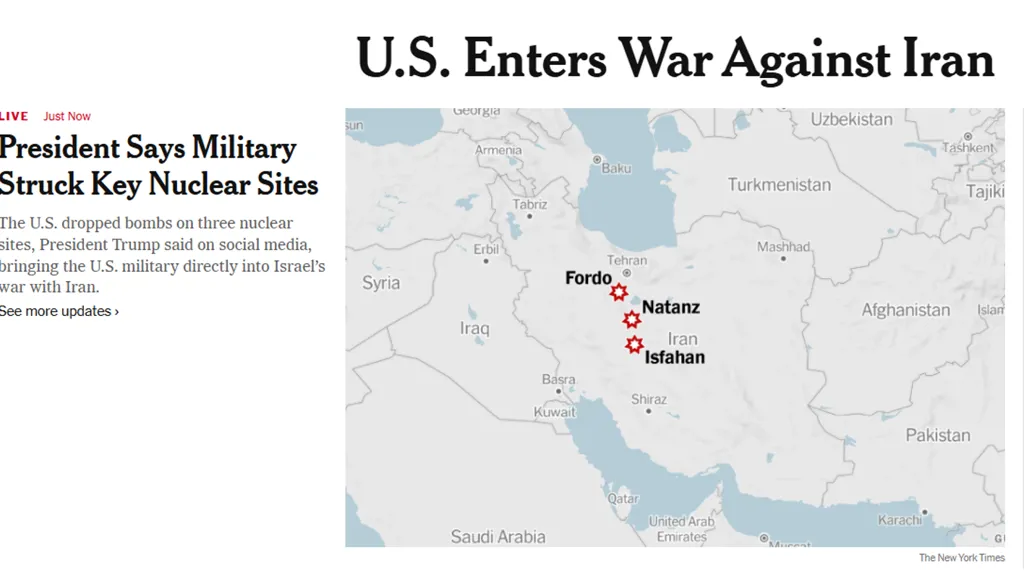 نيويورك تايمز: الولايات المتحدة دخلت الحرب مع ايران