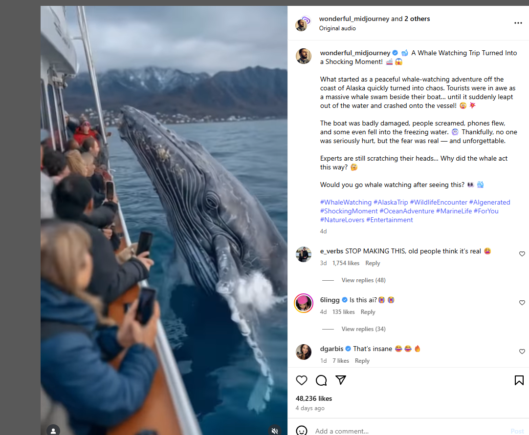 لقطة من الفيديو المنشور في حساب wonderfulmidjourney في انستغرام في 5 تموز 2025