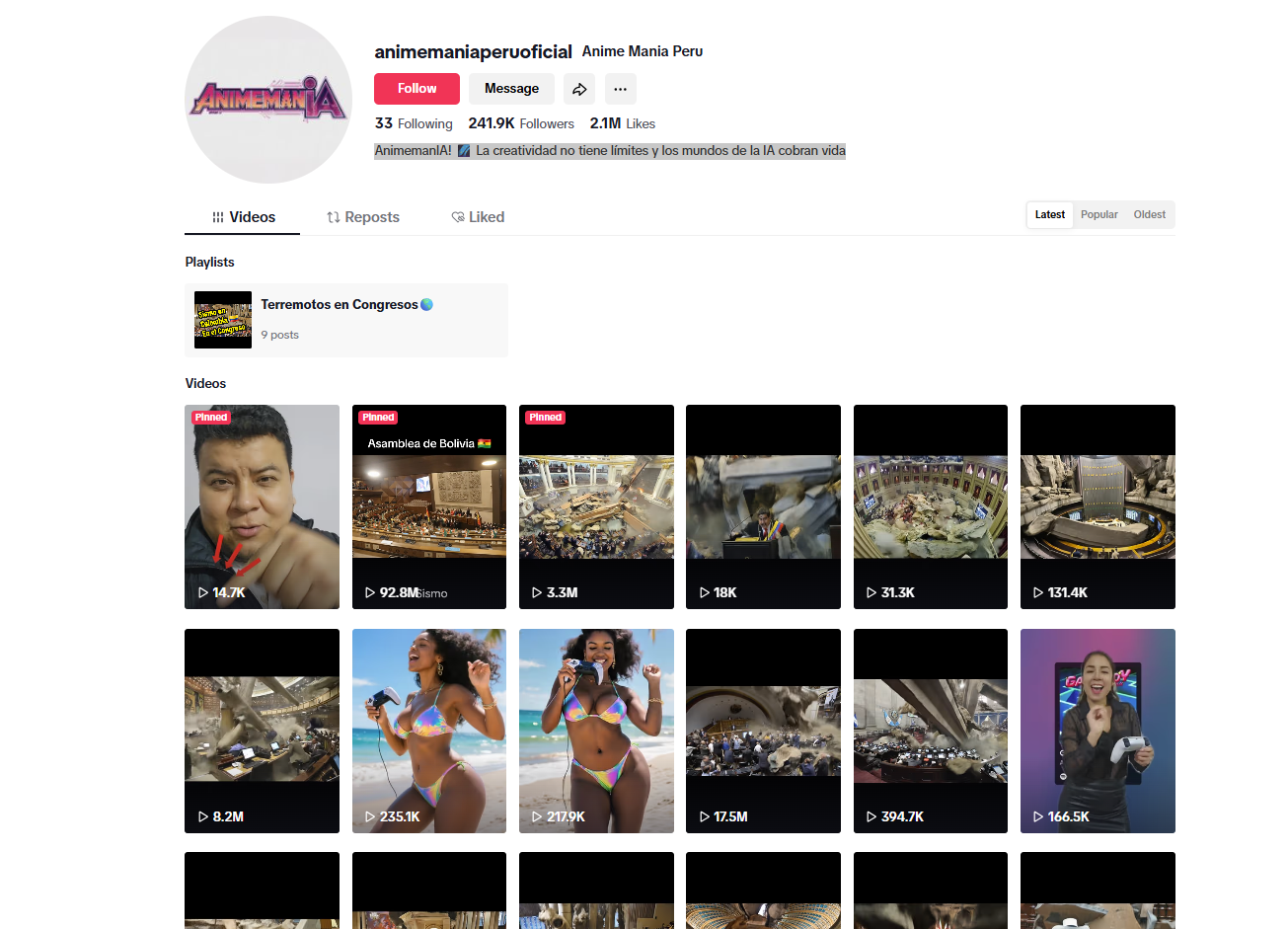 لقطة لحساب Anime Mania Peru في تيك توك