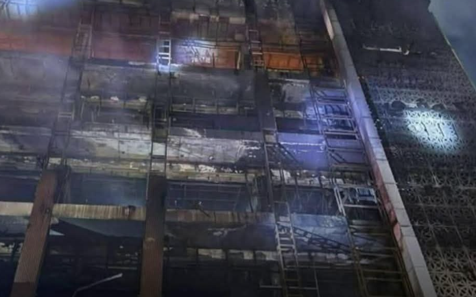 من مكان اندلاع الحريق في الكوت (إكس).