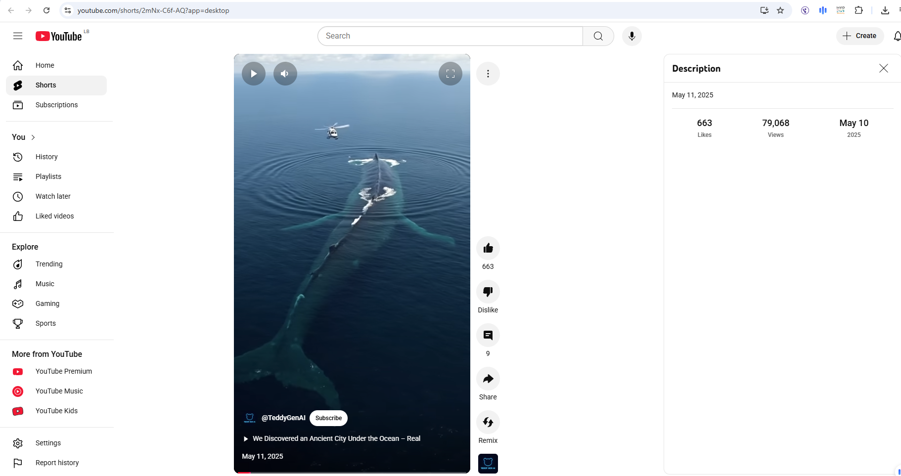 لقطة من الفيديو المنشور في حساب Teddy Gen AI في يوتيوب، في 10 ايار 2025