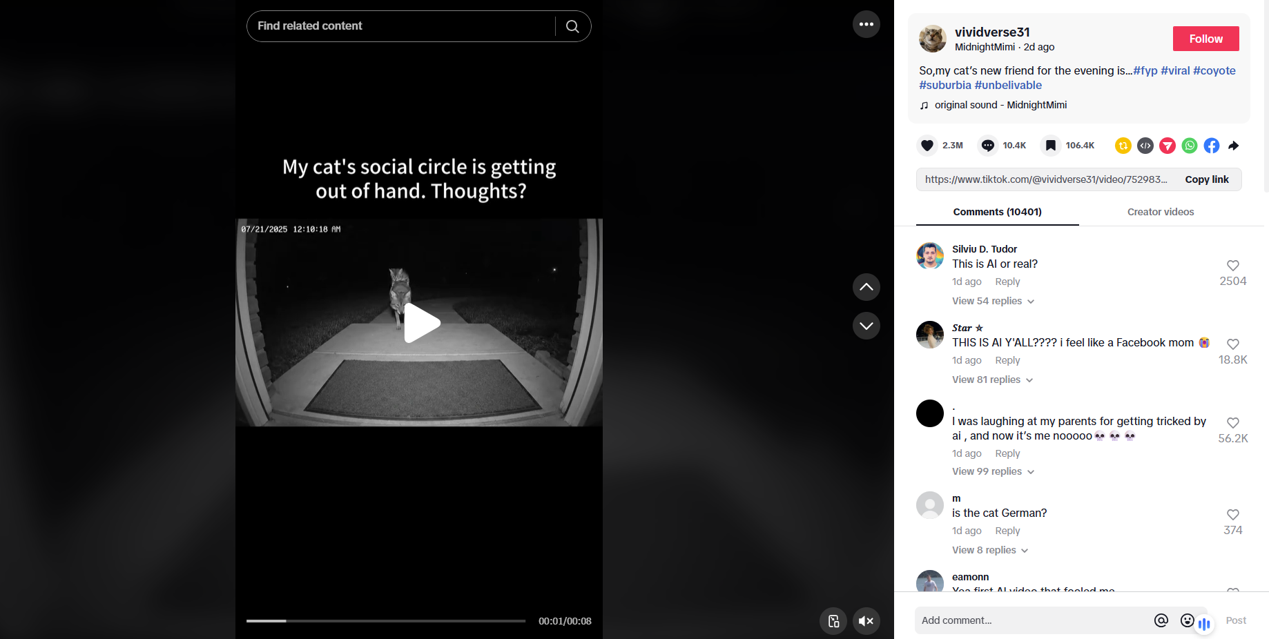لقطة من الفيديو المنشور في حساب vividverse31 في تيك توك في 22 تموز 2025