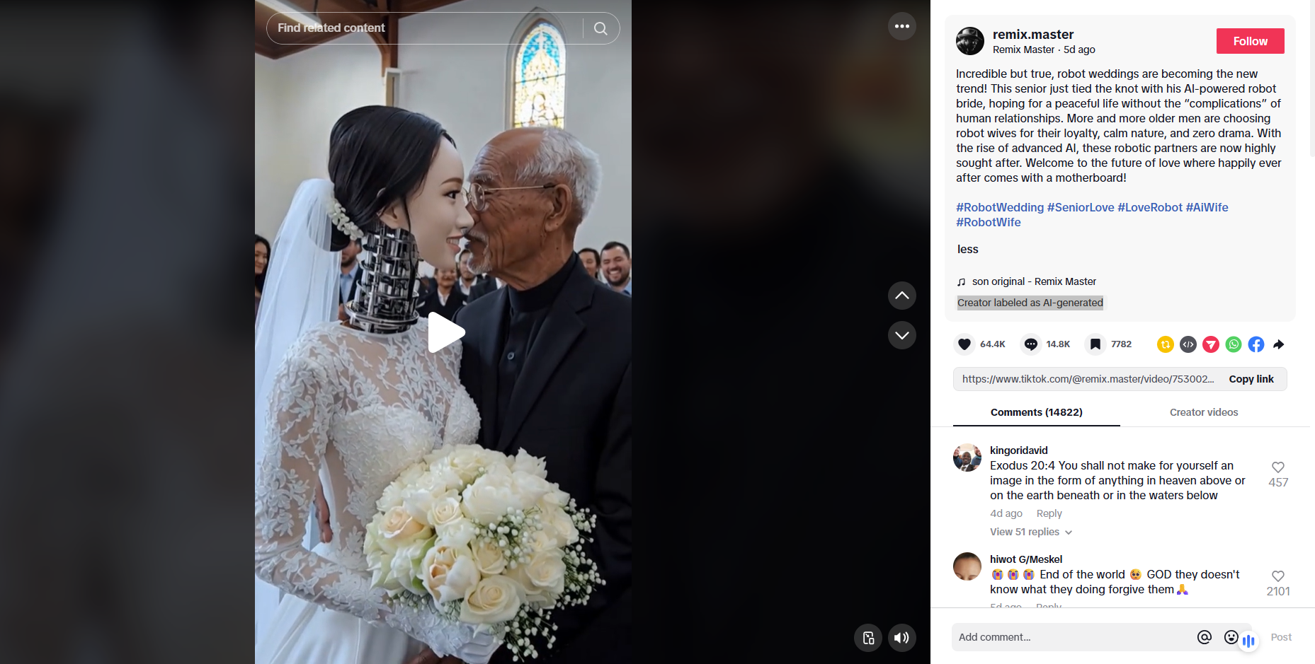 لقطة من الفيديو المنشور في حساب Remix Master في تيك توك في 22 تموز 2025