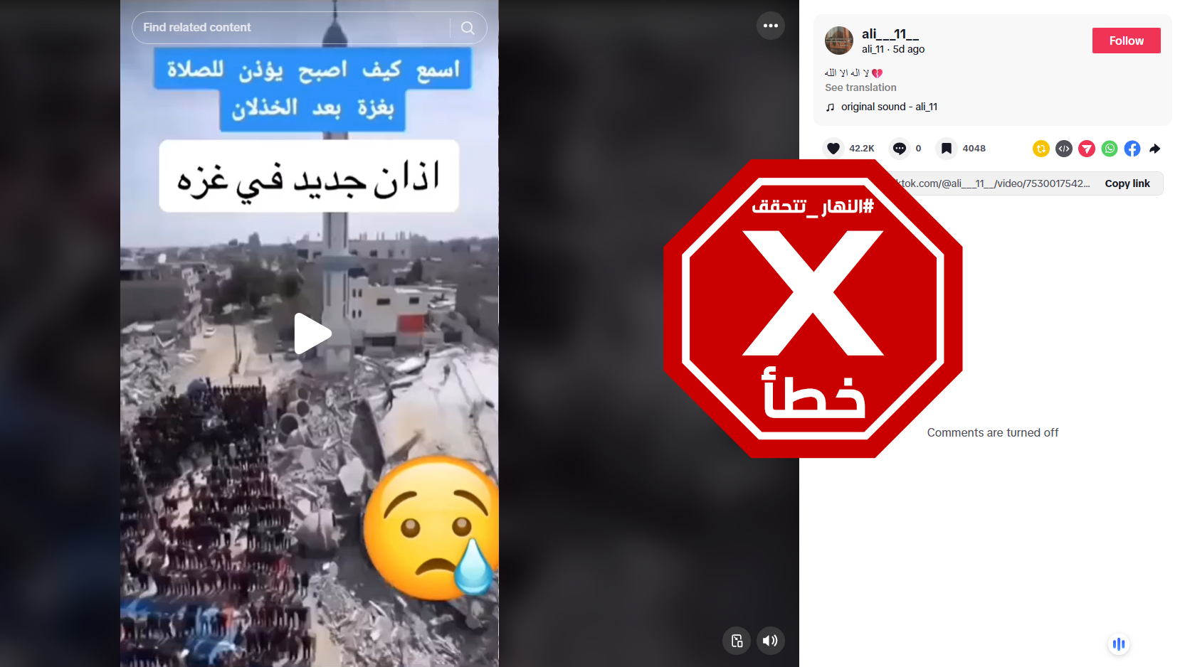 لقطة من الفيديو المتناقل بالمزاعم الخاطئة (تيك توك)