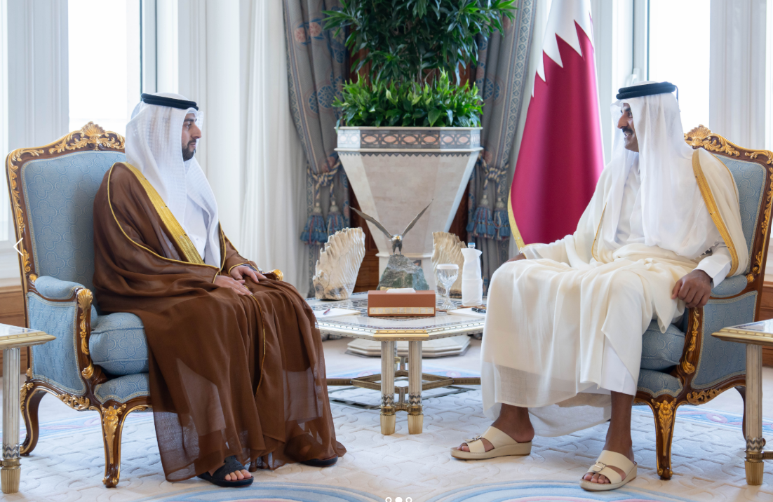 أمير قطر يستقبل السفير الاماراتي  (وام)