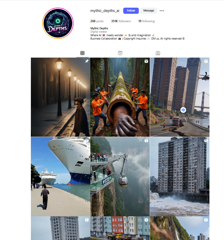 لقطة لحساب mythic_depths_ai@ في انستغرام