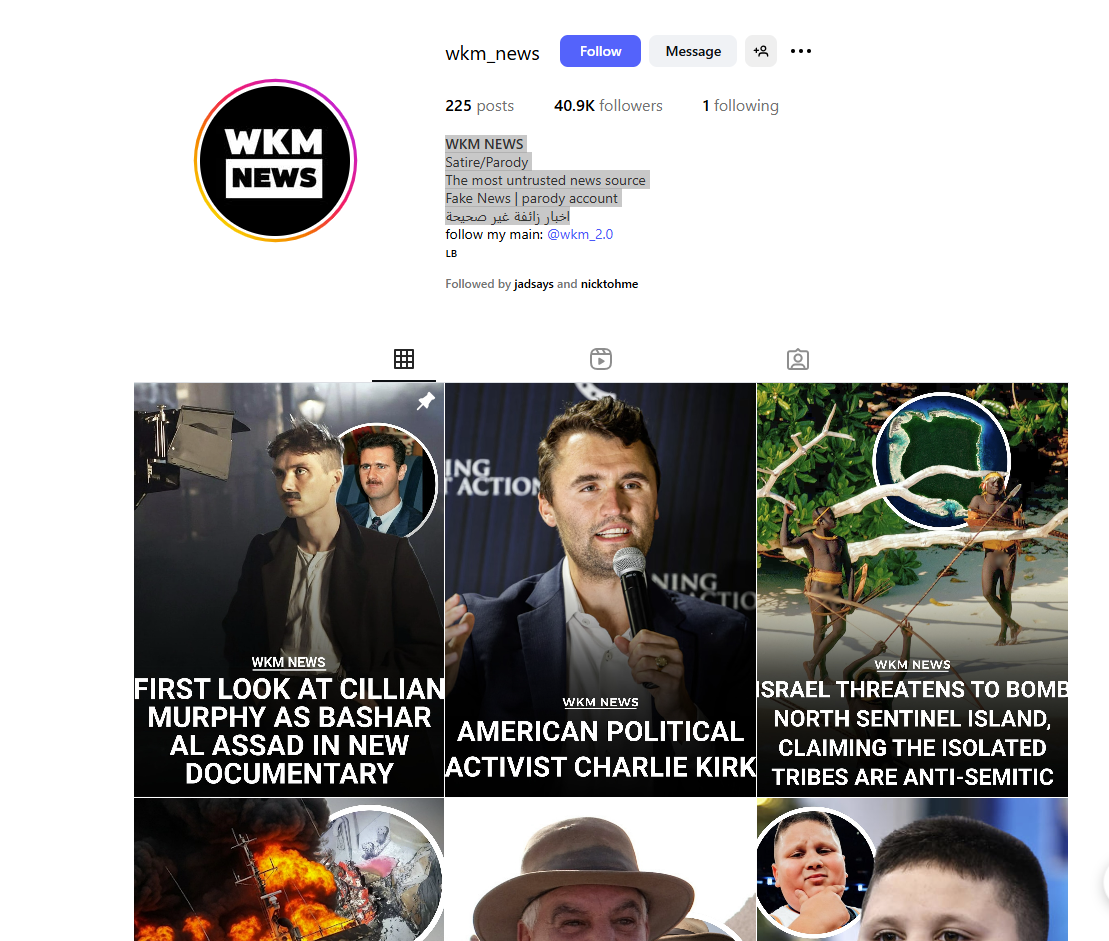 لقطة لحساب WKM NEWS في انستغرام