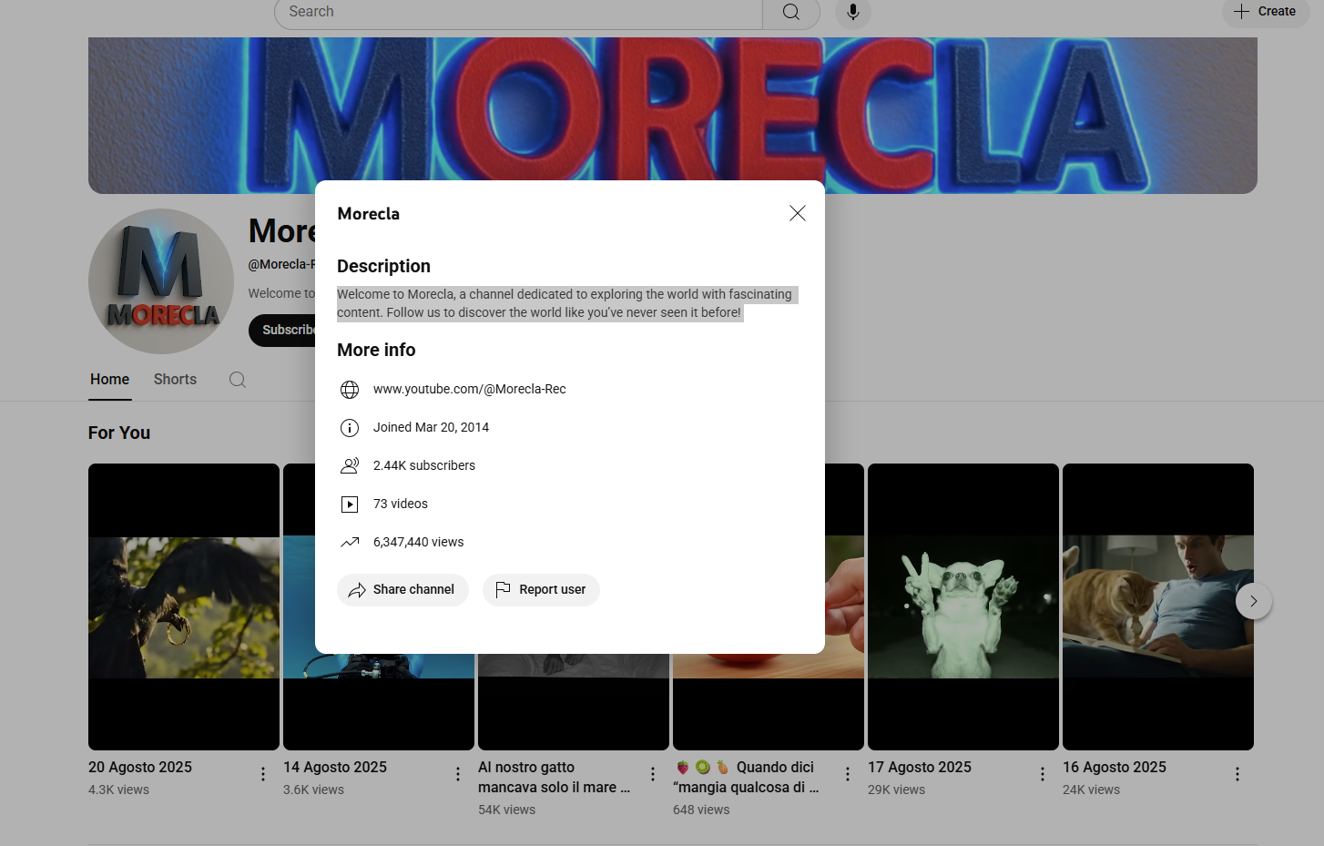التعريف بحساب Morecla-Rec في يوتيوب