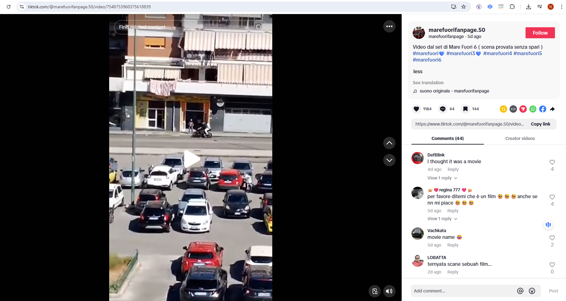 لقطة من الفيديو المنشور في حساب marefuorifanpage.50 في تيك توك في 11 ايلول 2025