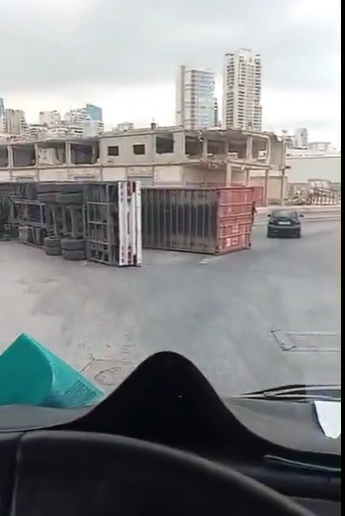 الكونتينر في مرفأ بيروت (لقطة من فيديو)