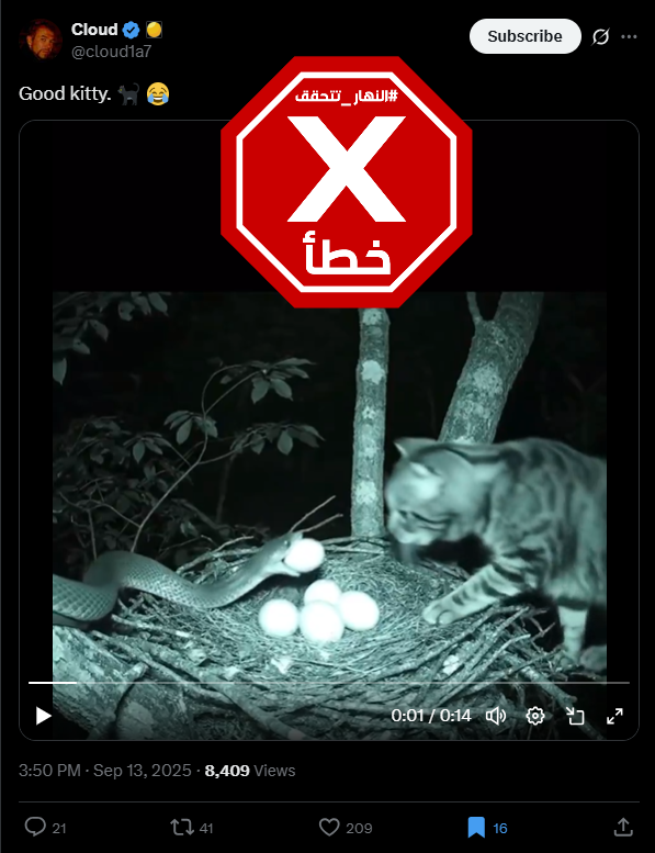 لقطة من الفيديو المتناقل بالمزاعم الخاطئة (اكس)