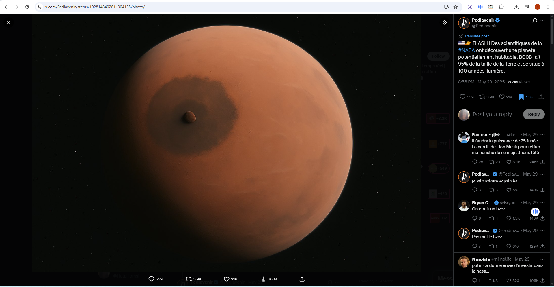 الصورة منشورة في حساب Pediavenir في اكس في 29 ايار 2025