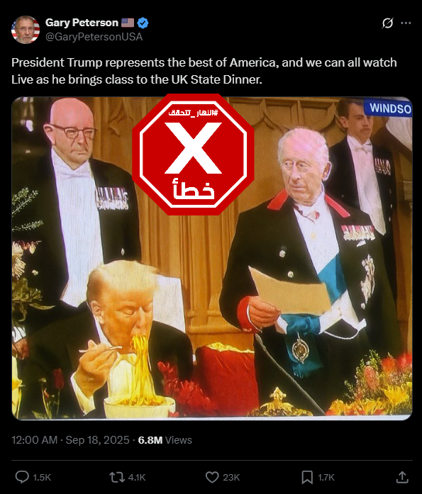 الصورة الزائفة المتناقلة (اكس)