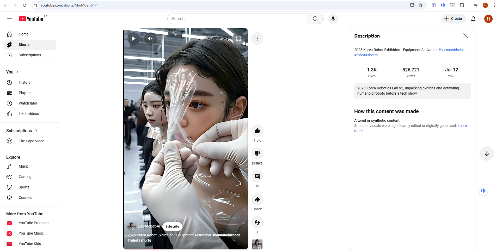 لقطة من الفيديو المنشور في قناة @ENRobot-AI في يوتيوب في 12 تموز 2025