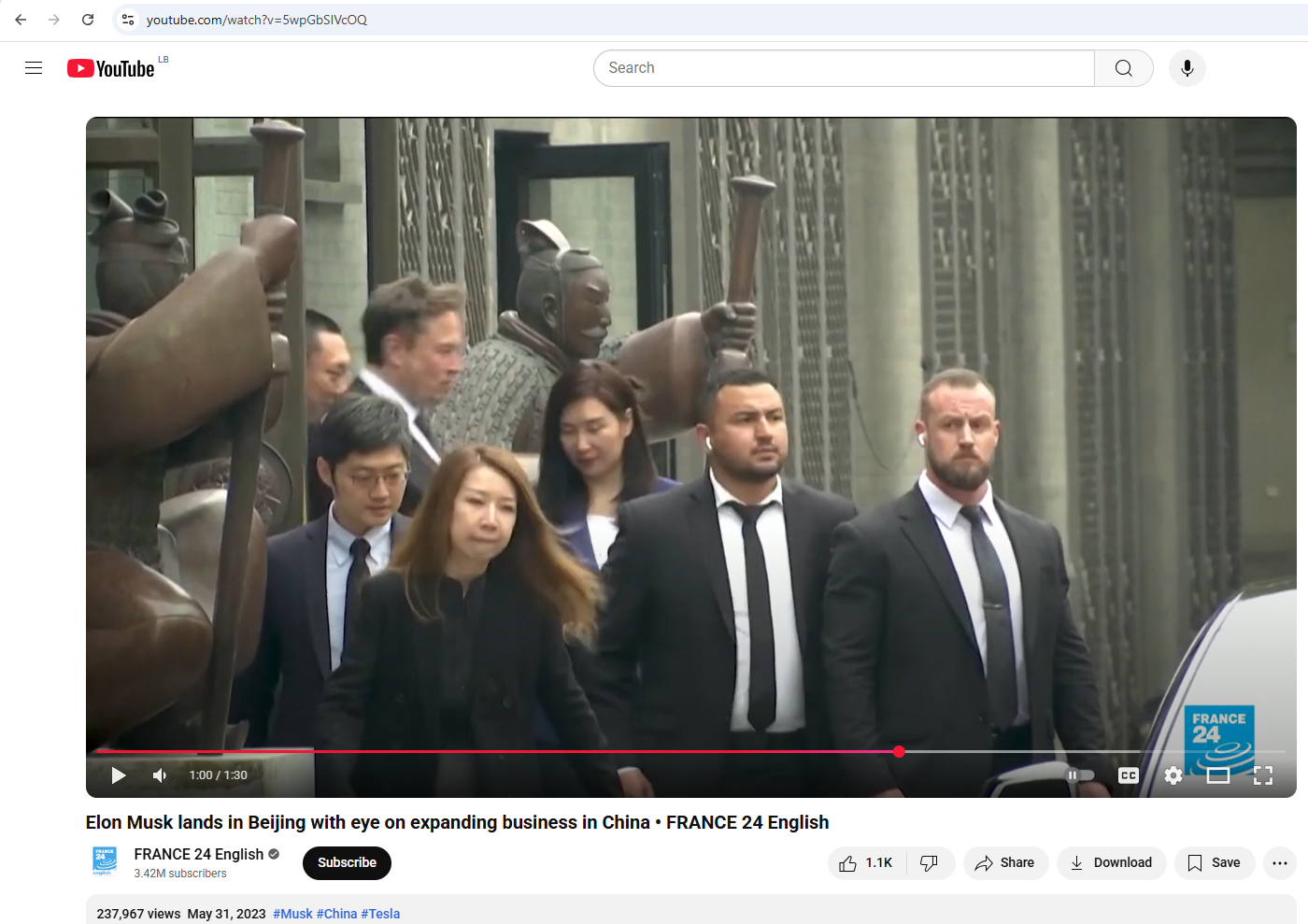 لقطة من التقرير الاخباري المنشور في حساب فرانس 24 في يوتيوب، في 31 ايار 2023