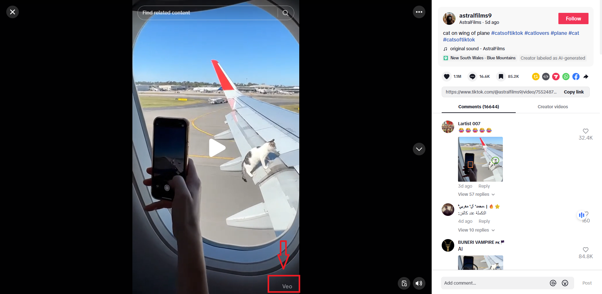 شعار VEO في اسفل الفيديو 