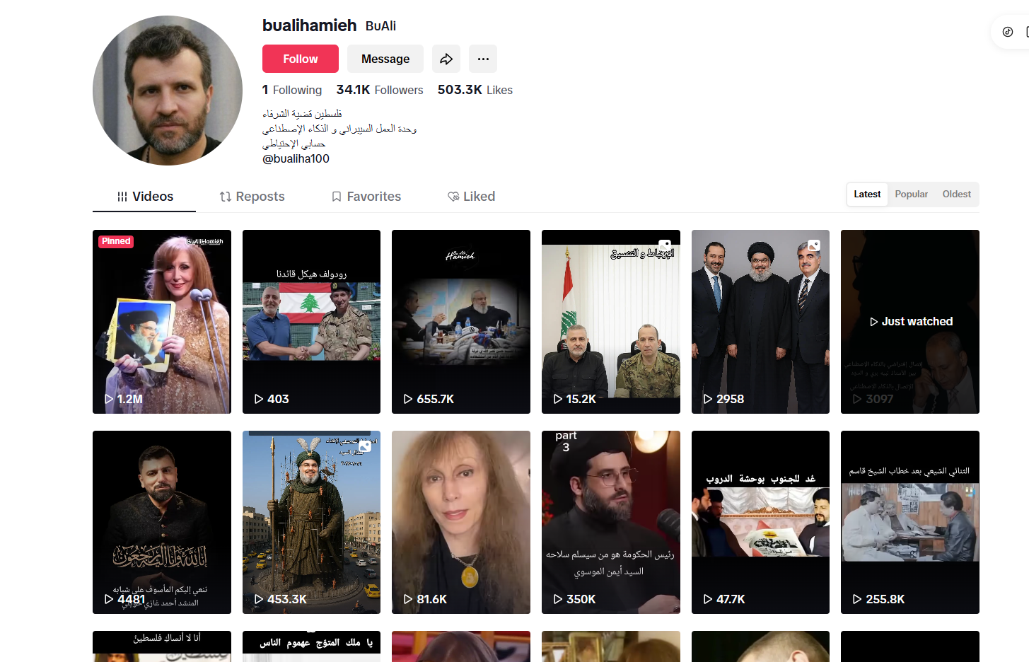 لقطة لحساب bualihamieh في تيك توك 