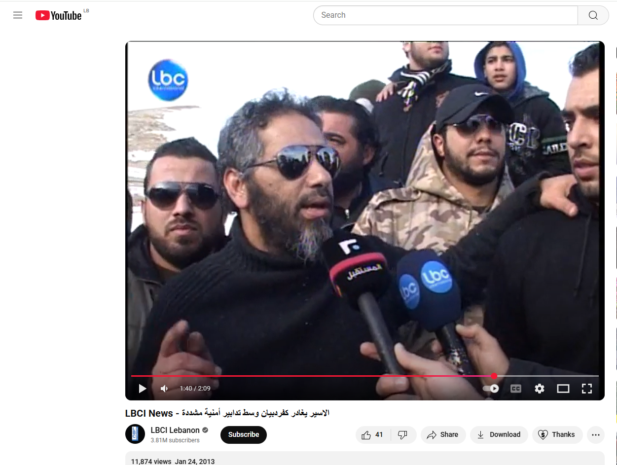 لقطة من التقرير المنشور في حساب LBC في يوتيوب، في 24 ك2 2013