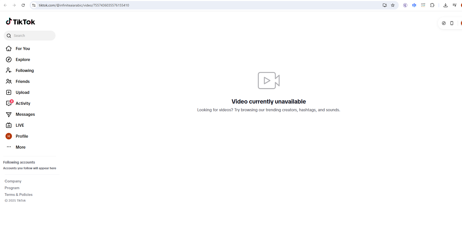 رابط الفيديو في حساب infiniteaiarabic في تيك توك  